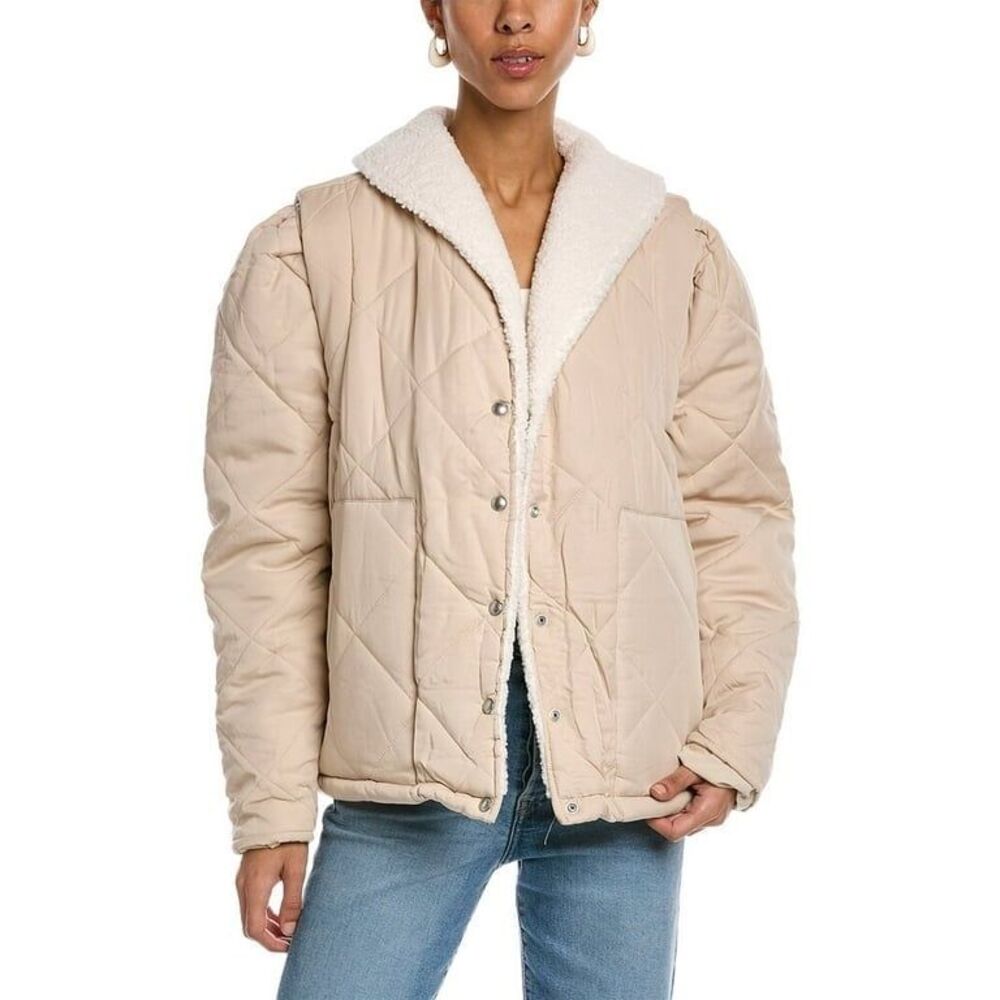 NWOT Blank NYC Women’s Quilted Jacket Sherpa, XS, Beige #444